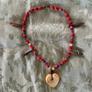 💗Bohemian Red Beaded Choker Necklace with Turquoise Accents💗=10/$20 bundle